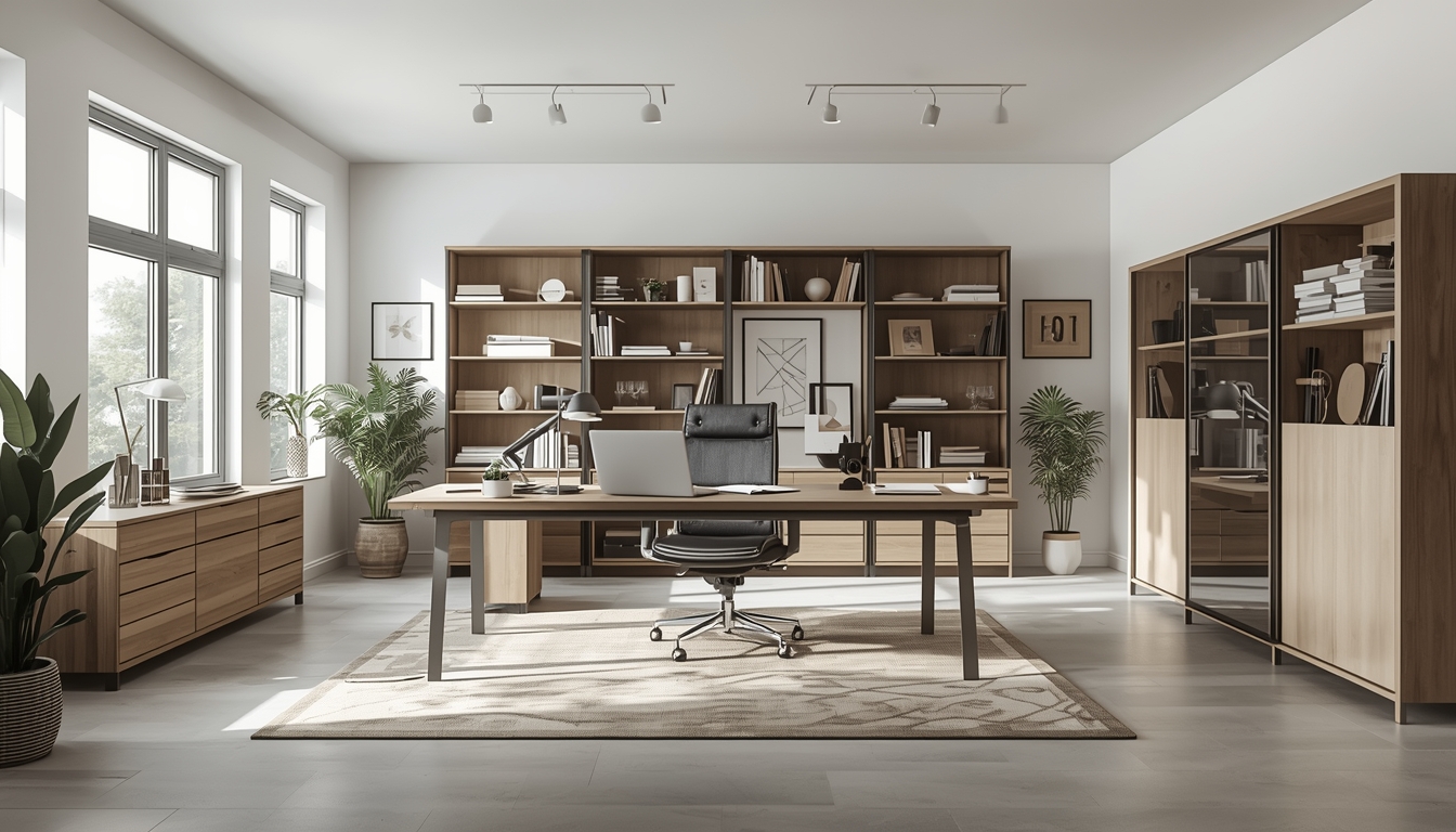 Efficiently organized room with smart storage solutions